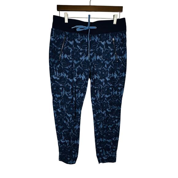 Athleta Floral Trekkie North Printed Jogger Sz 12 Ethereal Bloom Blue Athleisure - Picture 1 of 12